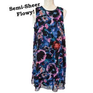 TAYLOR Semi-Sheer Lined Shift Dress .